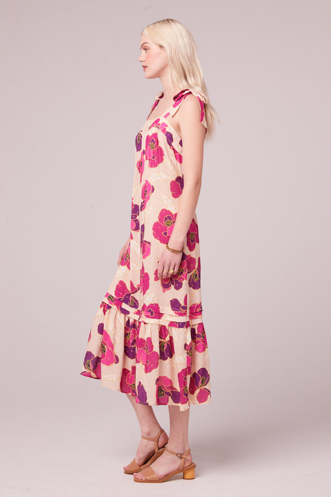 Lucena Magenta Floral Midi Dress - band ...